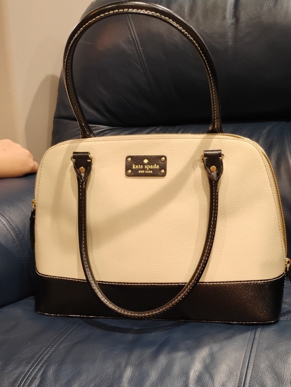 kate spade Two-Tone Cream and Black Dome Satchel